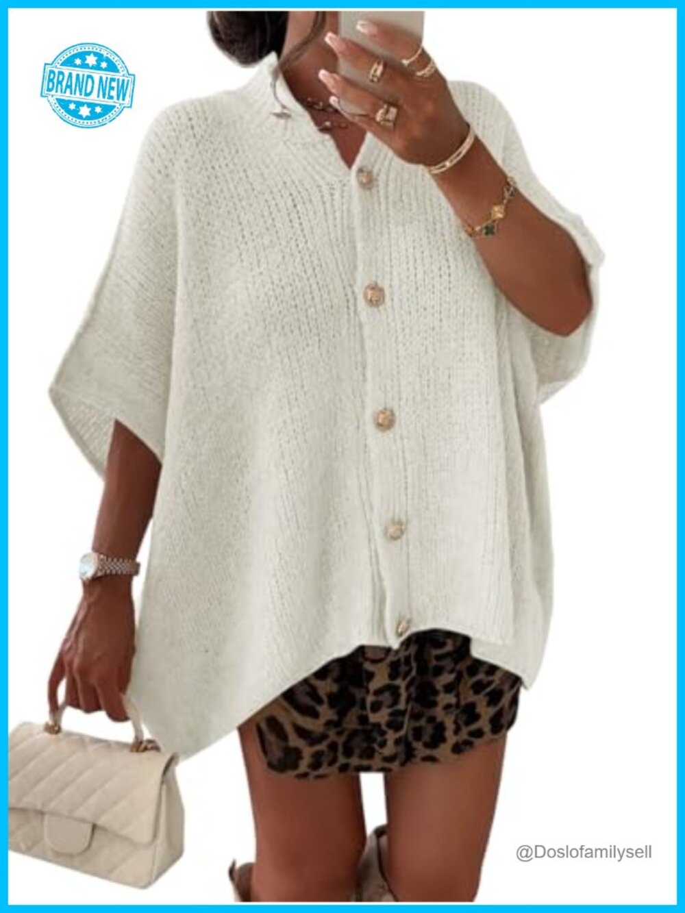 Womens Short Sleeve Button Down Cardigan Lightweight Knit Sweater